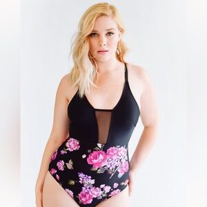 Cupshe Black Floral One Piece Swimsuit